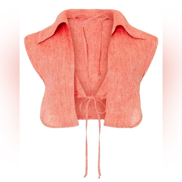 Matthew Bruch Tops - Matthew Bruch Vest with Triangle Linen Top - Red - Small